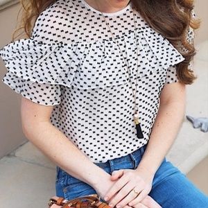 J. Crew Edie Top in Textured Clip Dot